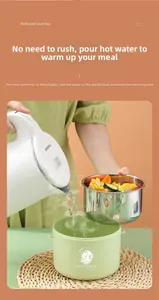 Detail showing hot water injection feature for warming meals in green bento lunch box