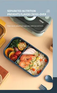 Detailed view of the 1100ml divided lunch box with two sections for food storage