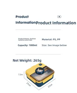 Detailed product information of 1000ml camera-style lunch box made of PS and PP material