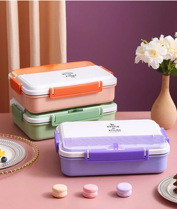 Boîtes à lunch en acier inoxydable 304 tricolores avec rangement pour couverts