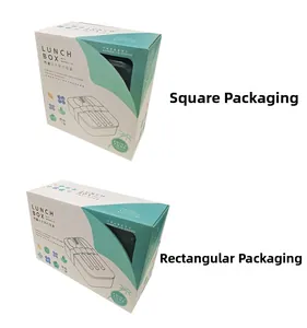 Japanese style bento boxes with wooden lids in square and rectangular packaging sets