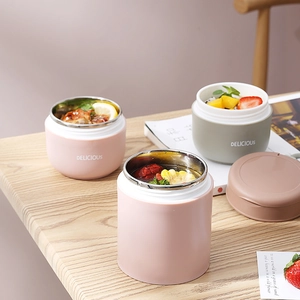 Tasse à soupe double couche en acier inoxydable 304 avec couvercle pour petit déjeuner sain