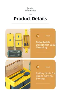 Detail of 1400ml double-layer lunch box with cutlery storage and removable layers