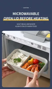 Details zur mikrowellengeeigneten Lunchbox mit zwei Fächern und integriertem Besteck
