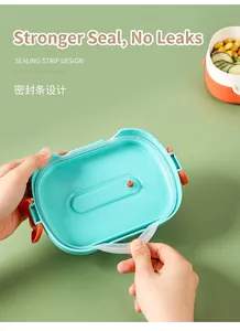 Detail of removable silicone sealing ring on bento lunch box lid for leak-proof storage