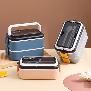 Boîte à déjeuner portable en acier 304 avec compartiment à couverts et poignée pratique