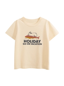 T-Shirt En Coton Ours Polaire Pour Enfants Manches Courtes Col Rond Haut D'été Décontracté Pour Garçons Filles