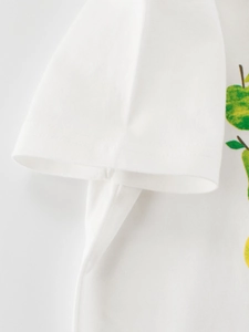 T-shirt en coton blanc pour enfant avec imprimé fruit vert et coutures renforcées