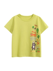 Girls Short Sleeve T-Shirt Cotton Cartoon Animal Print Crew Neck Summer Casual Breathable Soft Top