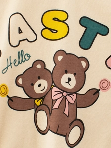 T-shirt enfant en coton crème avec oursons mignons et lettrage AST coloré imprimé