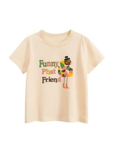 Girls T-Shirt 100% Cotton Short Sleeved Crew Neck Cartoon Snake Print Breathable Casual Summer Top For Toddlers
