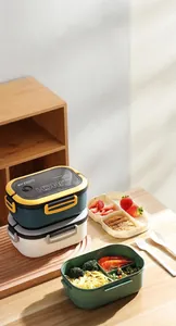 Detail view of 1200ml leakproof lunch box with compartments and portable handle
