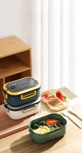 Detail view of 1200ml leakproof lunch box with compartments and portable handle