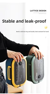 Close-up of a 1200ml portable lunch box showing the silicone seal and side buckle design