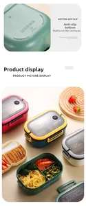 Detail of non-slip base and 1200ml capacity display for multi-compartment lunch box