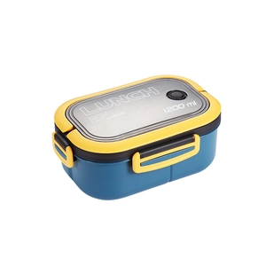 Portable 1200ml bento lunch box with airtight lids and dual-color divided compartments