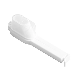 White food sealing clip with pouring spout and transparent lid for kitchen snack storage
