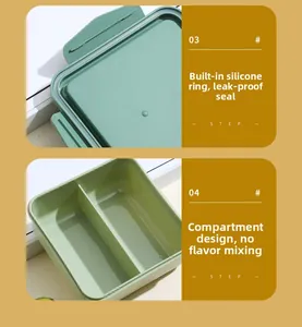 Detail of leak-proof silicone seal and two-compartment design for Japanese lunch box