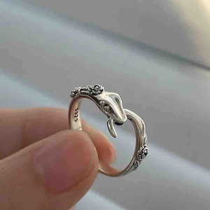 Unique S925 sterling silver snake ring with textured scale details and polished finish