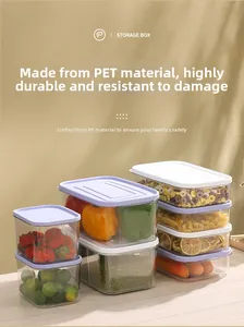 Close-up of clear PET food containers showing secure seals and fresh produce storage