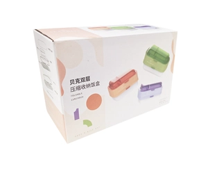 Detailed view of foldable lunchbox packaging showing double-layer storage structure
