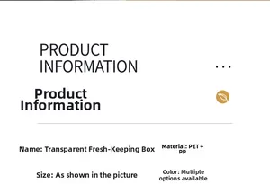 Detailed material specification and size guide for clear PET food storage containers