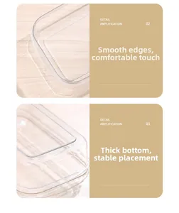 Detail of food storage box with smooth edges and thick stable base for organization