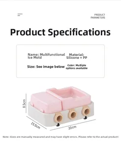 Pink truck-shaped silicone ice cream mold and parameter dimensions for kids' DIY home treats