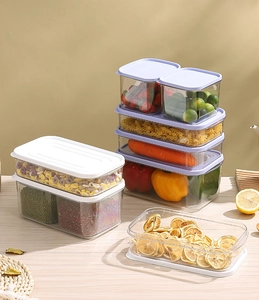 Stackable PET food storage containers with airtight lids for organized pantry storage
