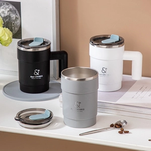 Ins style 304 stainless steel insulated coffee mugs with lids and ergonomic handles