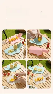 Foldable pig-shaped silicone cutting board for outdoor picnics and travel fruit slicing