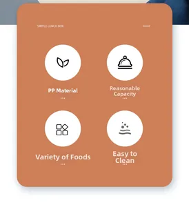 Infographic showing PP material and easy-clean features of the double-layer bento box