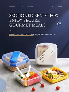 Detail of 1100ml bento box with leak-proof lid, compartments and reusable utensils
