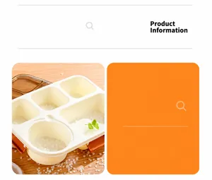 Detail view of the five-compartment PP lunch box with secure orange side buckles