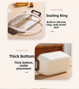Detail view of the leakproof silicone seal and thick base of the bear lunch box