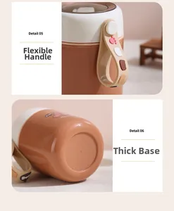 Détail de la poignée en silicone souple et de la base antidérapante du pot thermique à soupe