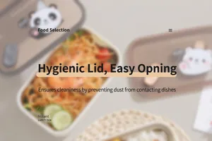 Detail showing an easy-open lunch box lid with a cute panda pattern for hygiene