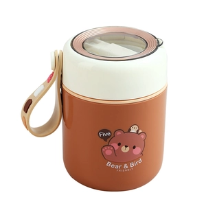 Tasse à soupe thermique en acier inoxydable 304 avec cuillère pliable et sangle