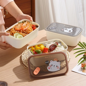 Insulated 304 stainless steel lunch box with cute cartoon design and double layers