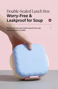 Détail du joint en silicone étanche et des quatre boucles de fermeture de la boîte repas
