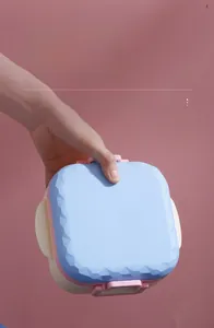 Detail view of the leakproof silicone seal and secure four-side buckles on the bento box