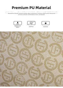 Detail of premium beige embossed PU leather with waterproof and durable texture