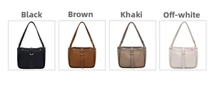 Comparison of four stylish leather crossbody bags in black, brown, khaki and beige