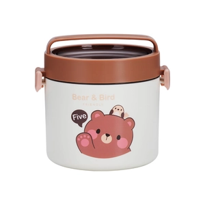 Boîte à déjeuner portable en acier inoxydable 304 avec motif ours et poignée