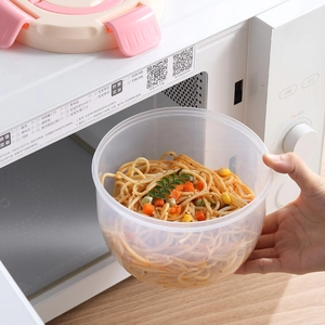 Boîte à déjeuner ronde micro-ondable avec couvercle rose hermétique pour bureau et école