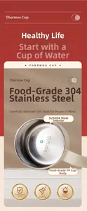 Macro view of food-grade SUS304 stainless steel inner liner and premium cup texture