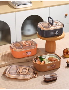 Boîtes à lunch en inox double couche avec motifs d'ours et poignées de transport