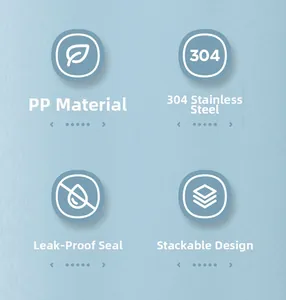 Detail of leak-proof 304 stainless steel lunch box with stackable PP material structure