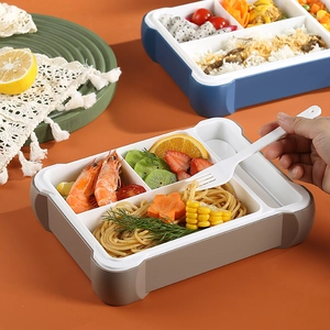 Portapranzo portatile diviso con tre scomparti per pasti inclusa una forchetta abbinata
