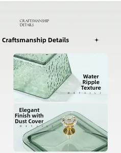 Detail of green wavy texture on fruit tray with crystal handle and dustproof lid